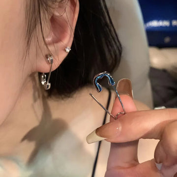 DAIIIBABYYY  -  Vintage Goth Silver Color Pin Earrings for Women Egirl Trendy Party Hollow Heart Earrings Fashion Jewelry Accessories for Gift